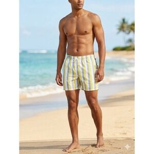 New Goodfellow & Co Striped Swim Shorts Men's Large 6 Inch Inseam Beachwear